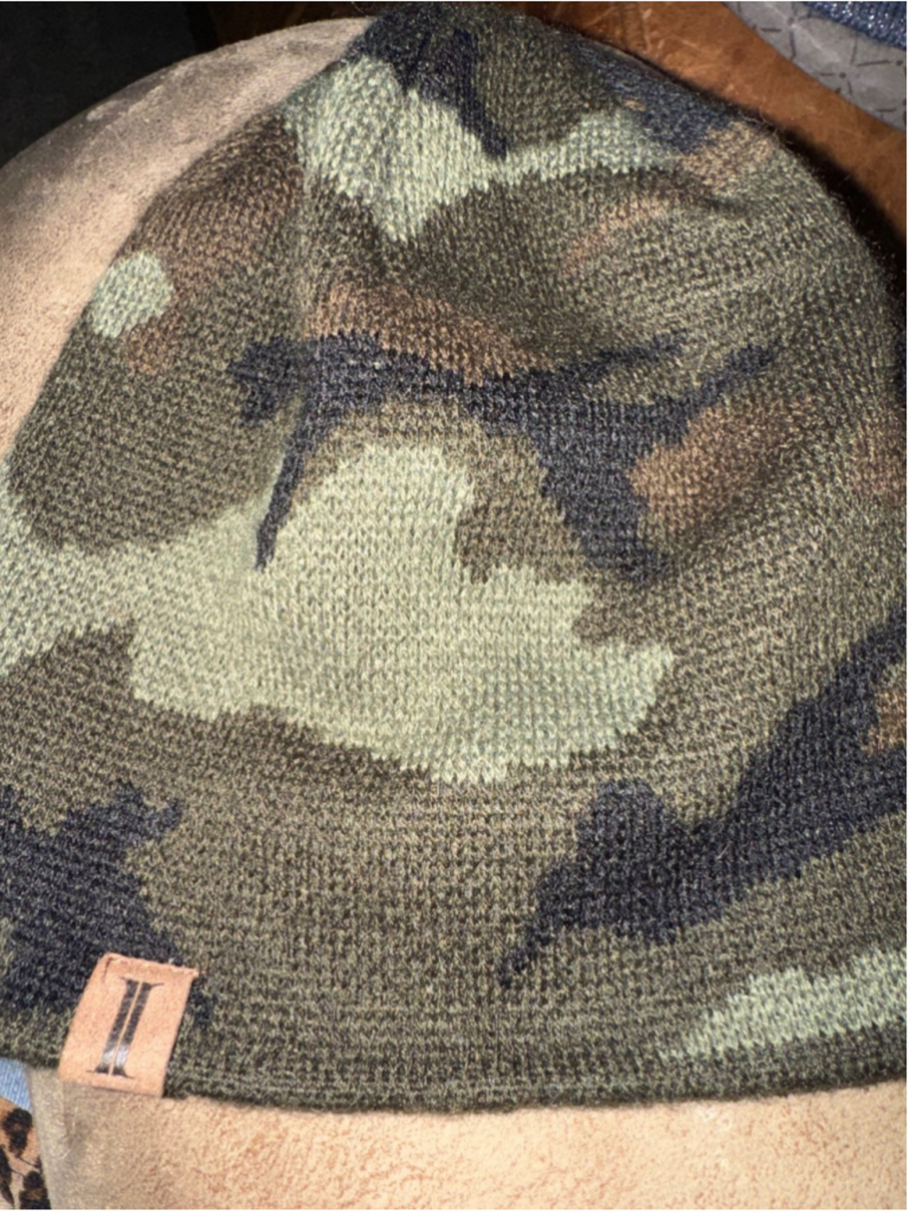 Camouflage Beanie Hat Green Gray Black Youth Teens Size M